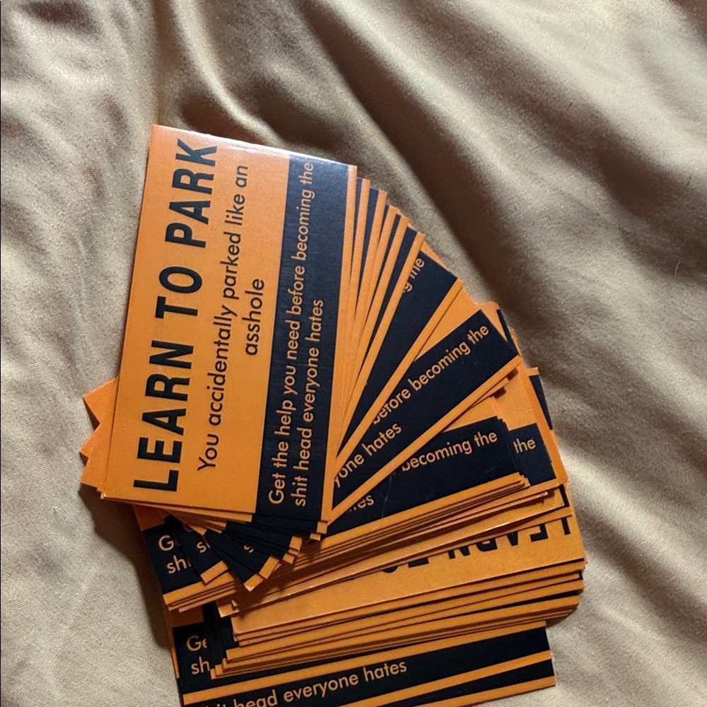 Set of Funny gag gift cards/ Learn to Park Orange Parking Reminder Cards